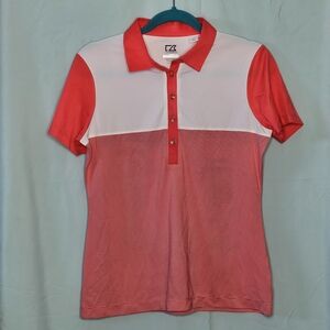 Cutter & Buck Women's Red and White Polo Shirt